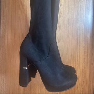 Gold Hardware Suede Over The Knee Boots